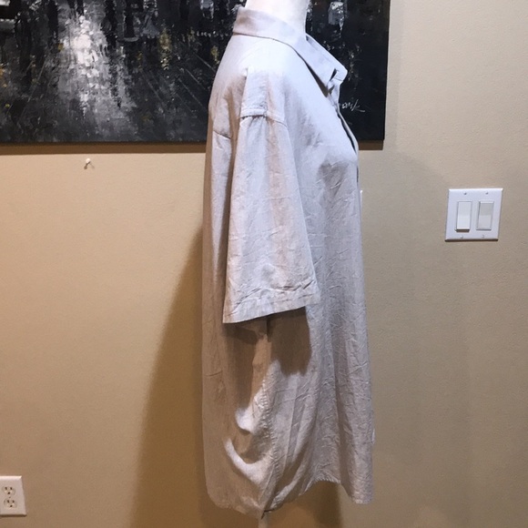 Alfani Beige Button Front Short Sleeve 100% Cotton Shirt-Size XL - Picture 4 of 5